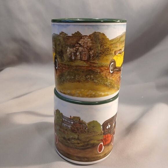 Flowers Inc Balloons Antique Cars Coffee Mugs Tea Cups S. Tuck Artist 1980s - Picture 5 of 11